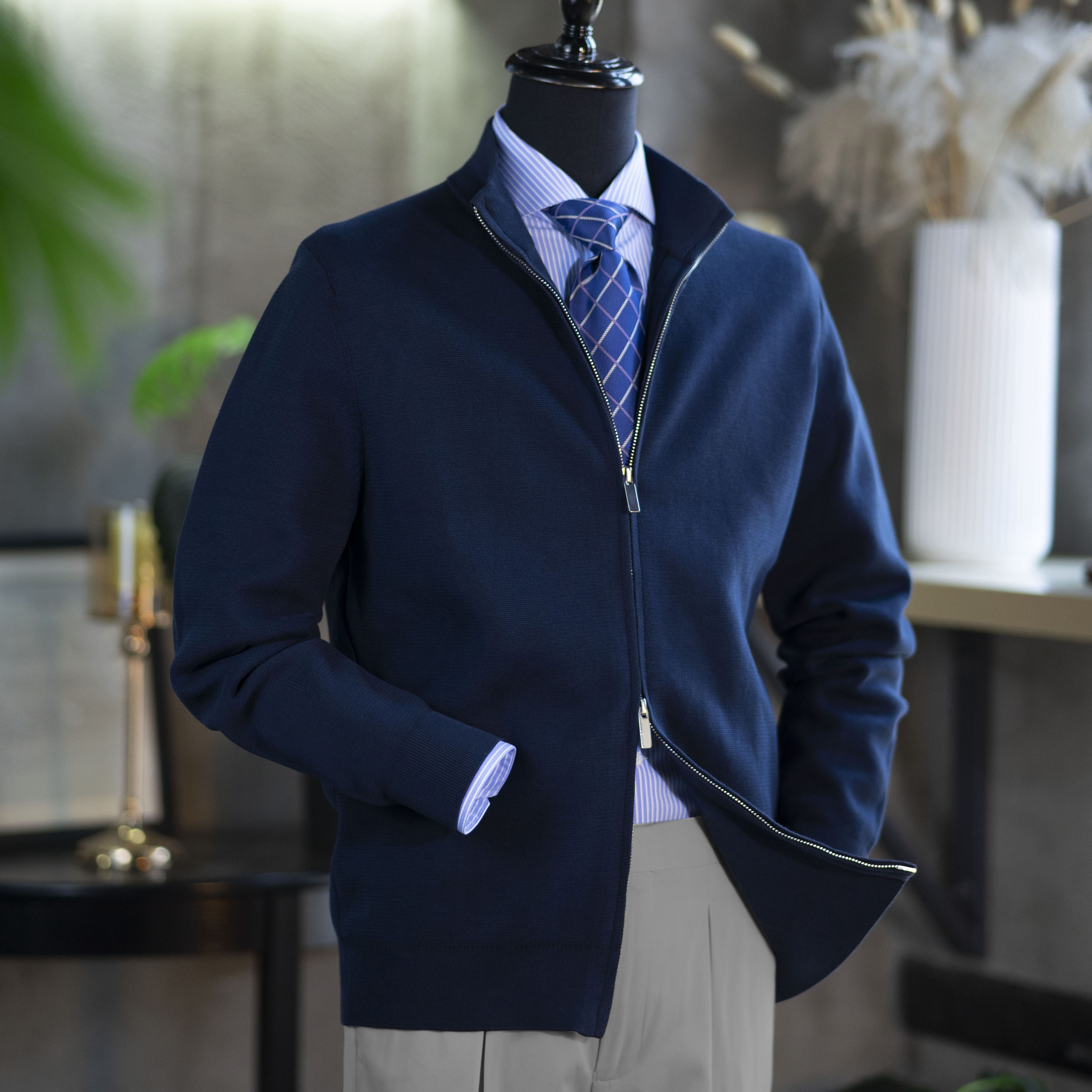 秋季新款男士长绒棉拉链款针织毛衣开衫  多色可选-不退换