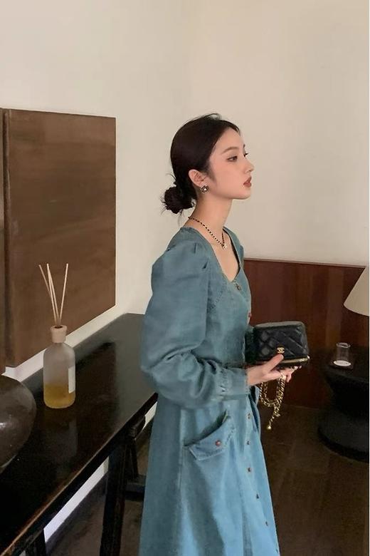 Le Malene 方领牛仔收腰连衣裙 18664 商品图3