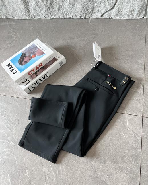 D092641小蜜蜂西装裤净版黑裤男士休闲厚款牛奶丝西裤 商品图3