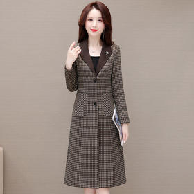 QYM 762115-Y格子风衣外套时尚优雅大衣