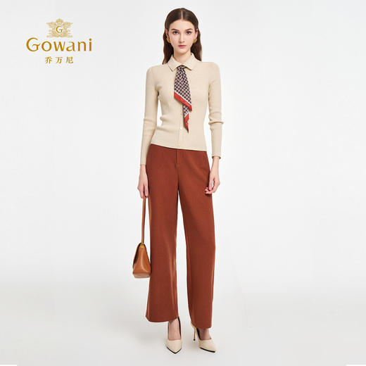 乔万尼2025秋新品明亮复古感微阔显瘦直筒裤ED3F241 商品图3