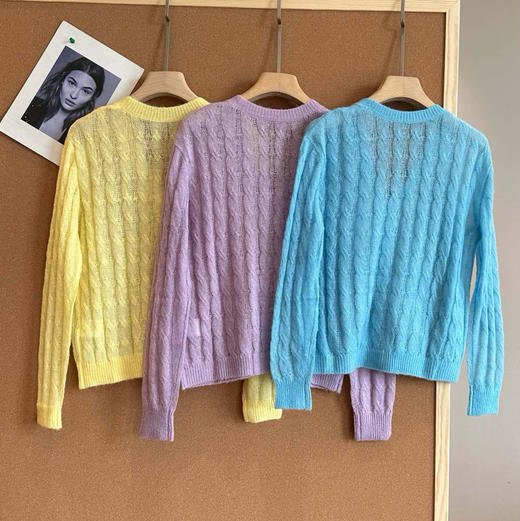 SW笑脸山羊绒水蓝针织开衫090506 商品图5