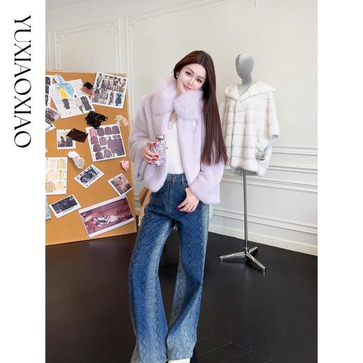 余潇潇【维多利亚女王】贵妇高雅水貂毛领口拼接白狐狸毛皮草外套 商品图0