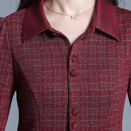 QYM 725022-Y时尚气质连衣裙衬衣领格纹裙厚款休闲裙 商品图3