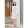 米思阳2026春季新款通勤优雅风收腰显瘦A字连衣裙圆领长袖不规则排扣裙子女4550 商品缩略图4