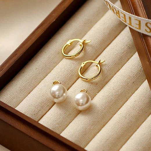 Winy s925 金秋月圆系列耳饰 金色仿珍珠气质百搭耳饰送女朋友/老婆/闺蜜生日节日礼物 商品图2