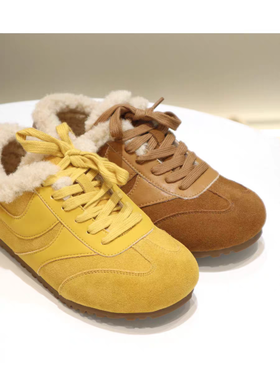 【云粉节】BF千百度薄底加绒德训鞋雪地靴女2025冬季新款毛毛鞋保暖运动休闲鞋A25602601吊牌价899活动价799