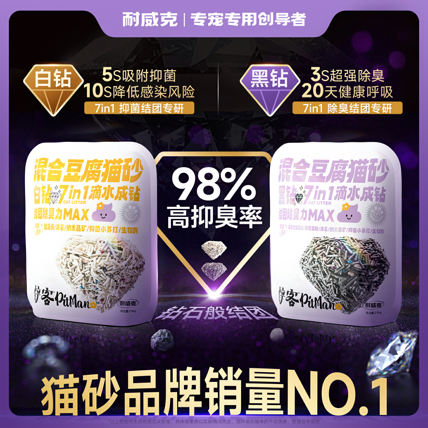 耐威克｜7合1黑白钻豆腐混合猫砂｜抑菌/除臭