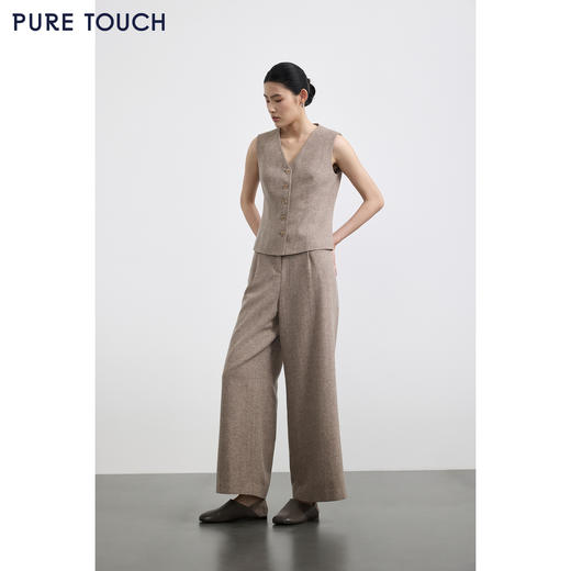 PURE TOUCH女装 25秋冬新款羊毛混纺西装马甲钢花呢微收腰短马甲 商品图3