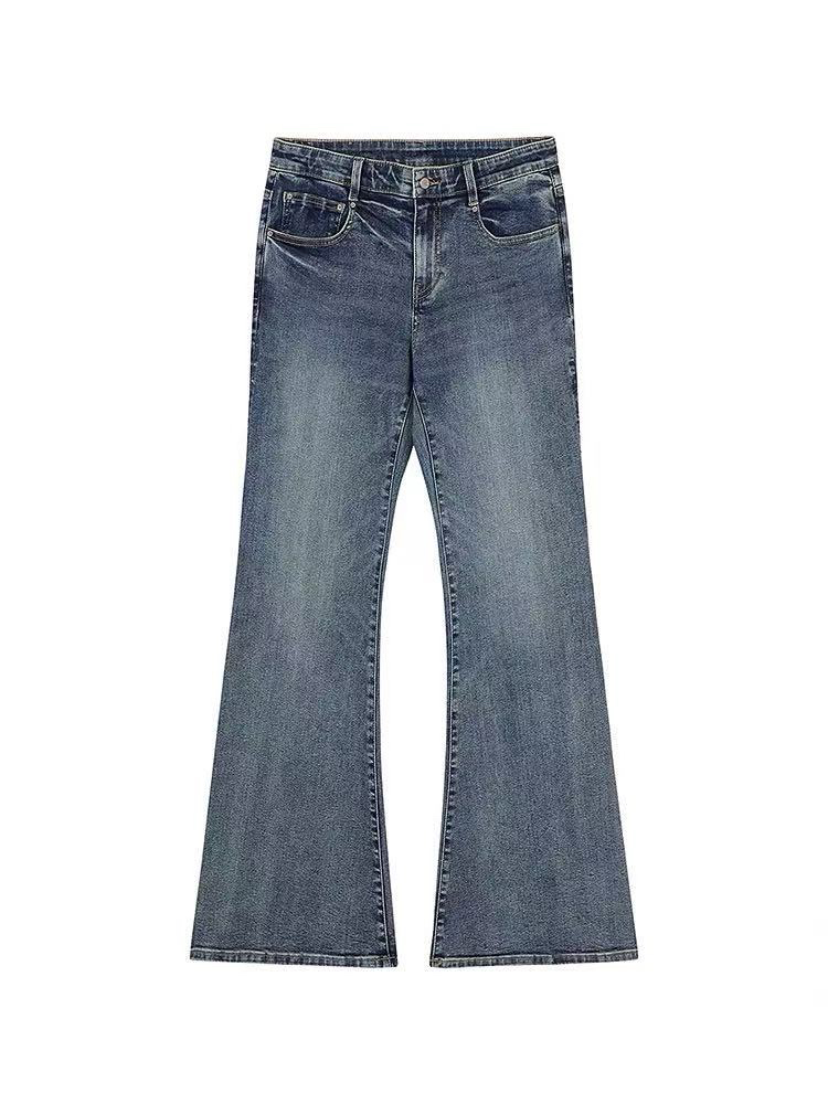 【开放日忙 秒杀价已调 直接拍】江南布衣 手工晕染 四季都可以穿的柔软的会呼吸的牛仔裤 喇叭裤