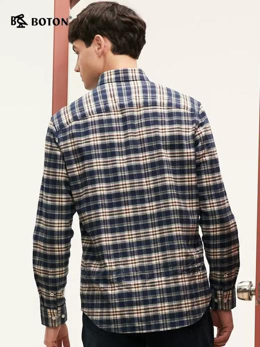 【抗菌 防臭】波顿男士春秋冬 衬衫 磨毛格纹合身 柔暖休闲长袖款MS063324 商品图2