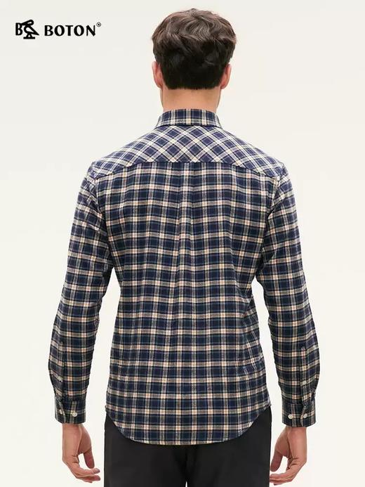【抗菌防臭】波顿男士春秋冬 衬衫 精梳棉磨毛格纹 修身暖适长袖款MS081324 商品图3