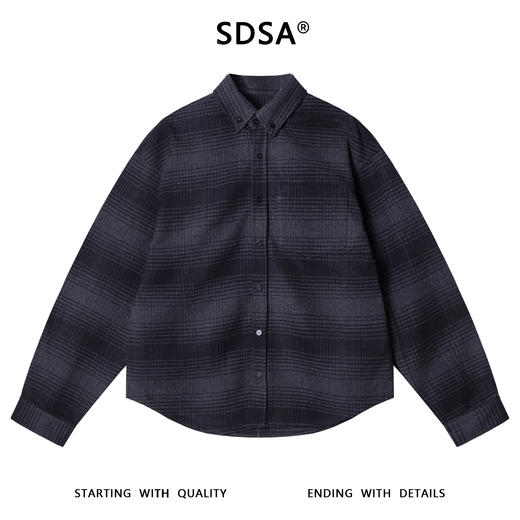 3060SDSA秋冬新款痞帅男装韩版撞色格纹纽扣翻领长袖衬衫百搭针织衬衣 商品图0