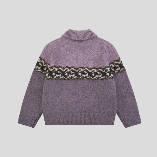 GOODBAI 916 logo提花撞色花纹翻领拉链毛织外套 商品图4