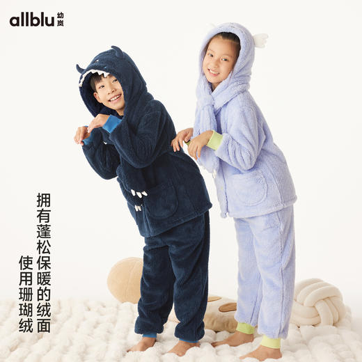 *清仓* allblu幼岚【小毛怪】儿童家居服女童男童24冬新款双面舒棉绒套装 商品图2