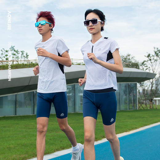 奥尼捷运动压缩裤女户外跑步瑜伽训练五分裤马拉松越野健身紧身裤 商品图4