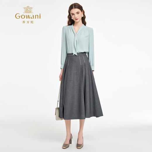 【两色可选】乔万尼2025新品时尚格雷系显瘦A型半身裙EZ3D150 商品图3