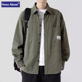 NASA新款长袖衬衫男士纯棉休闲工装衬衣男生春秋季夏男生薄款外套