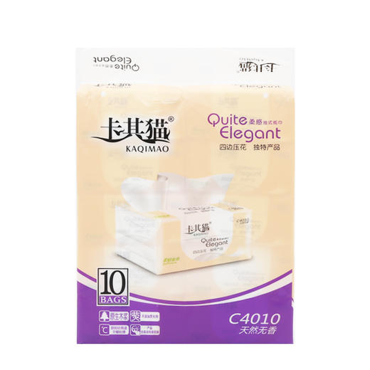 卡其猫4层100抽10包装柔感系列抽纸KQM-C401（6971091573176） 商品图0