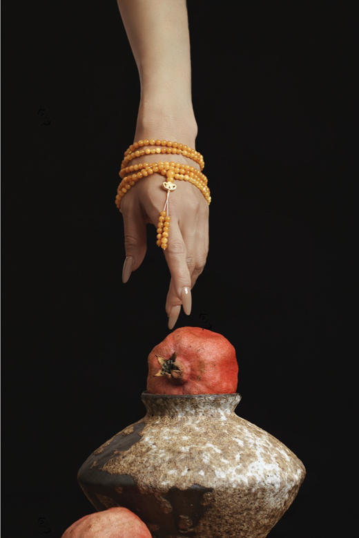 蜜蜡银鎏金配件216念珠 商品图0