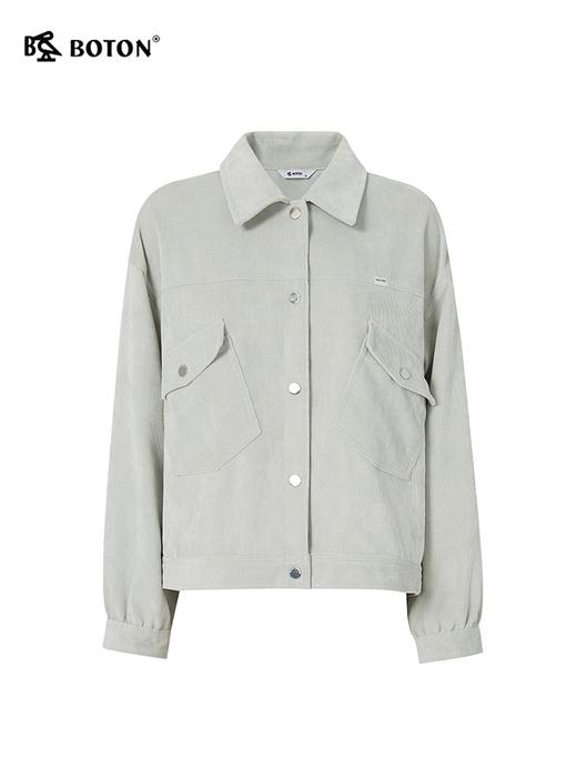 波顿女士春秋冬 外套 灯芯绒奶油绿 宽松落肩百搭款LJ903323 商品图5