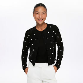 oneup波点羊毛吊带开衫两件套