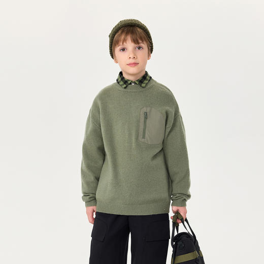 马克珍妮男童个性口袋绵羊毛针织衫2025年秋冬新款551866 商品图1