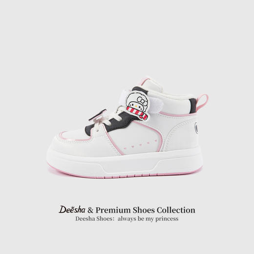 笛莎Deesha 女童童鞋2025冬季新款加绒高帮板鞋 商品图0