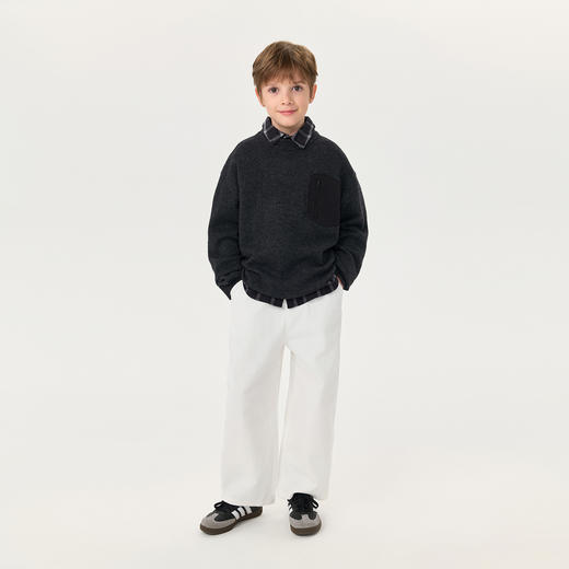 马克珍妮男童个性口袋绵羊毛针织衫2025年秋冬新款551866 商品图2