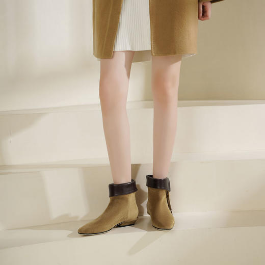 Westory2025年冬季小方头低跟流苏一脚蹬休闲短靴W25DS85651 商品图4