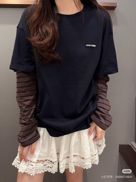 𝐌𝐢𝐮拼接袖子假两件T恤88c 商品图7