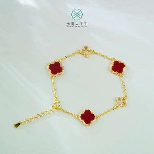 D玛瑙手链-红玛瑙四叶草手链约13 商品图0