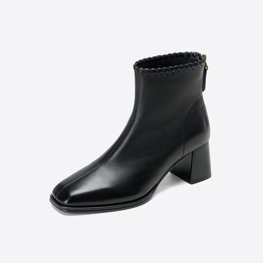 Westory2025年冬季方头粗跟羊皮简约百搭短靴S25DS85911 商品图8