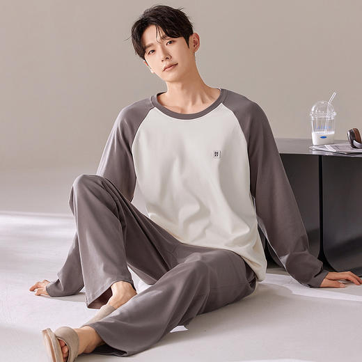 新款春秋季睡衣男春款长袖长裤家居服套装简约休闲居家青年可外穿 商品图2