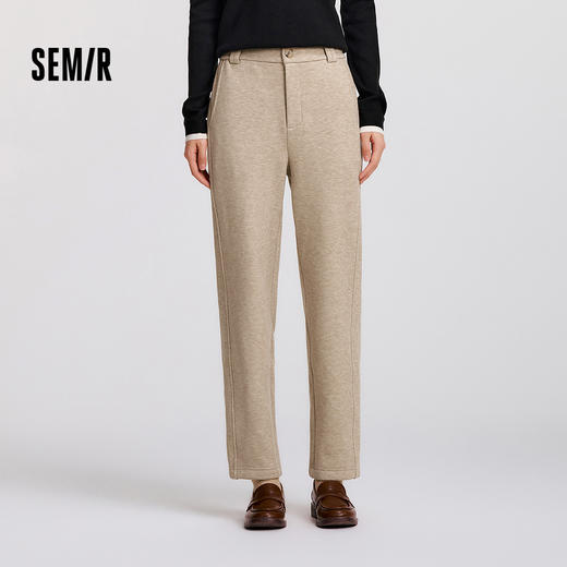 森马休闲裤女冬仿呢质感长裤加绒宽松显瘦气质女士通勤简约锥形裤 商品图1