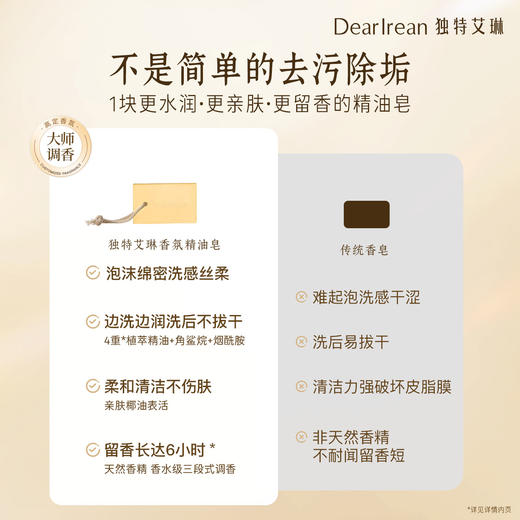 【现货速发】DearIrean 独特艾琳防干易冲洗香皂浴室沐浴净手家用固体香氛精油精油皂175g 商品图5