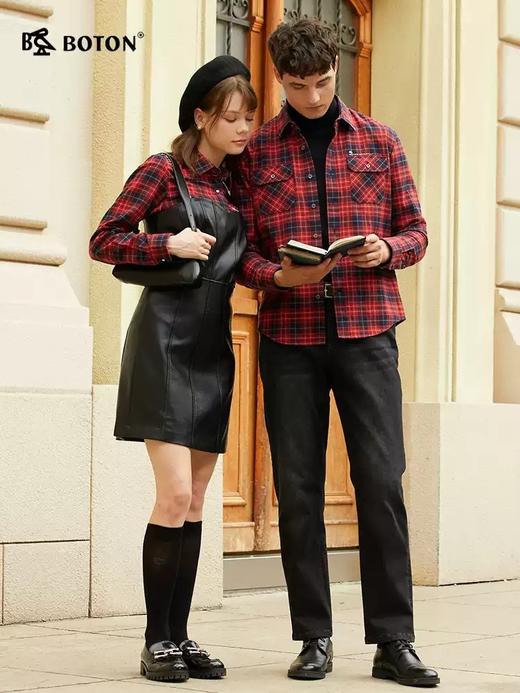 【抗菌防臭】波顿男士春秋冬 衬衫 精梳棉磨毛格纹 合身暖适长袖款MS069324 商品图4