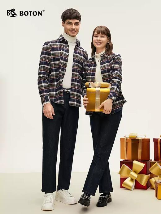 【抗菌防臭】波顿男士春秋冬季 衬衫 磨毛格纹合身 柔暖英伦风休闲长袖款MS065324 商品图2