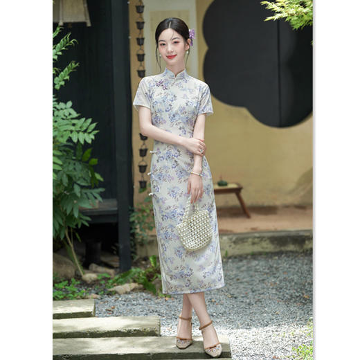 GX复古国风年轻女士长款旗袍2025初秋新款改良中式修身显瘦日常旗袍 商品图3