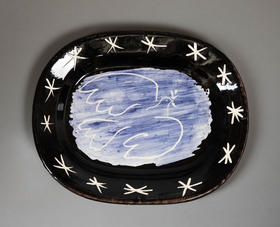 独角鹿西洋古董1953年代西班牙艺术巨匠毕加索与法国Madoura工坊合作出品限量装饰陶盘「Colombe Brillante (A.R.218) 明亮的鸽子 218」