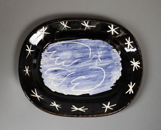 独角鹿西洋古董1953年代西班牙艺术巨匠毕加索与法国Madoura工坊合作出品限量装饰陶盘「Colombe Brillante (A.R.218) 明亮的鸽子 218」 商品图0