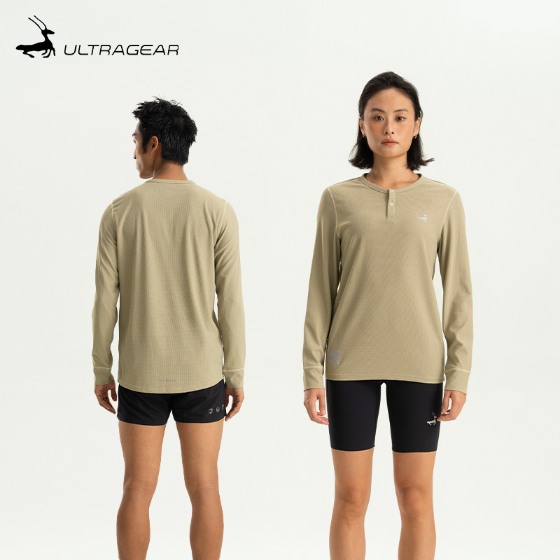 优极UG 中性款干爽亨利领长袖T恤