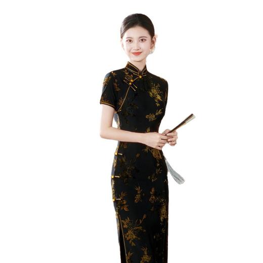 GX老上海复古中国风冰花绒长款高级感婚宴旗袍2025初秋新款大码旗袍 商品图4