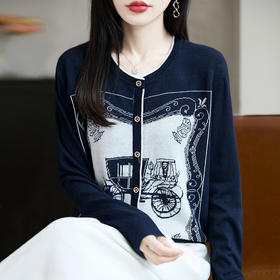 马车提花针织打底衫，洋气女装毛衣CC-XIX-TN112