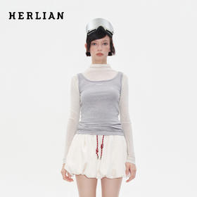 HERLIAN 2025年秋冬新品假两件拼色高领打底衫