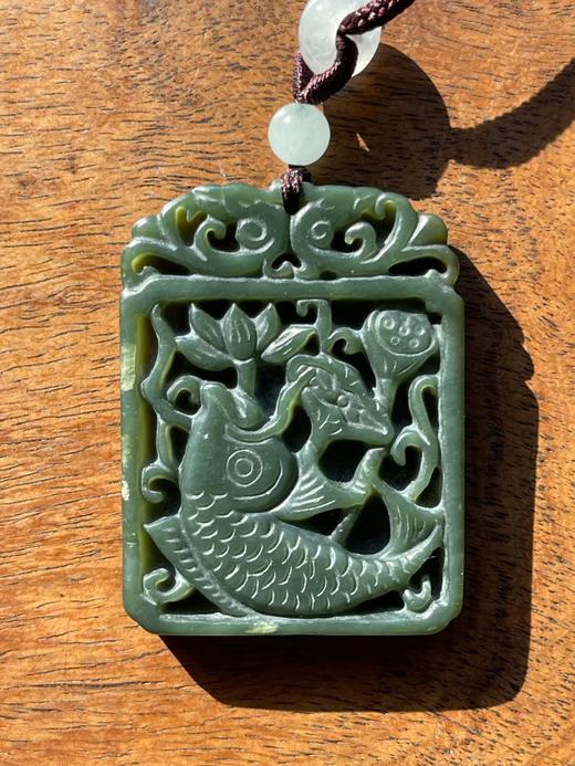 和田镂雕莲花鲤鱼图方牌，顺丰包邮 商品图2