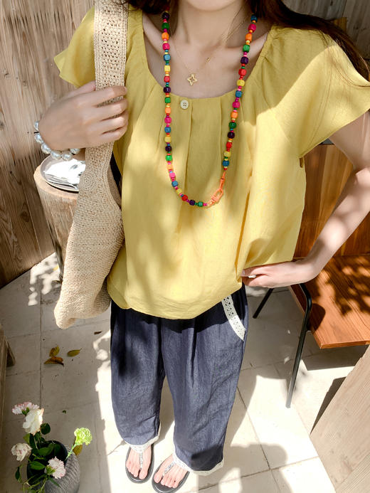 <曾小咸推荐>现货秒杀！微信超特价！花边拼接休闲九分裤 日常169.99 立减80 秒杀89.99！ 黄色短袖 日常139.99 立减60 秒杀79.99！ 商品图8