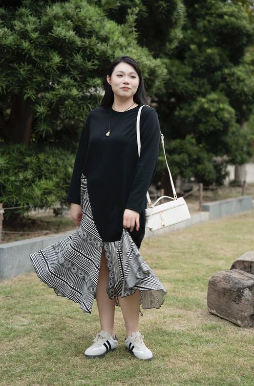 现货，今天秒发！【拼接套头款连衣裙】不显臃肿，非常显瘦！非常有气质！黑色部分面料为100%纯棉，花色拼接部分为聚酯纤维 商品图10