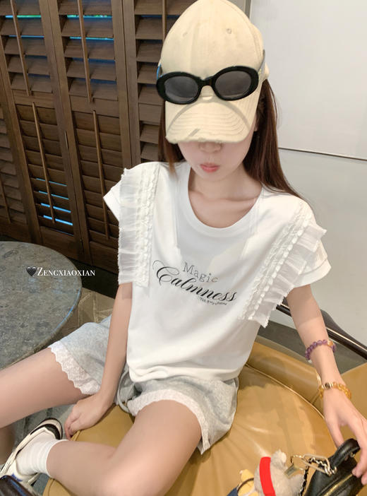 【129元任选2件】现货！韩版花边拼接短袖T 商品图8