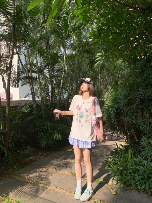 【129元任选2件】现货！韩系宽松创意印花绑带短袖T恤 商品图6